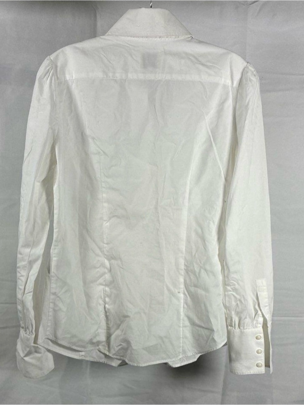 Reiss White Cotton Tailored Button Up Blouse Puff Shoulder Shirt US 6 UK 10 EU 3 - Picture 2 of 5